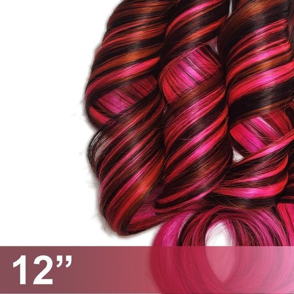 Pink Colored Clip in Remy Human Hair Extensions Wine Burgundy Amber